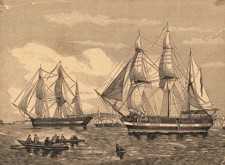 Engraving of HMS Erebus and HMS Terror